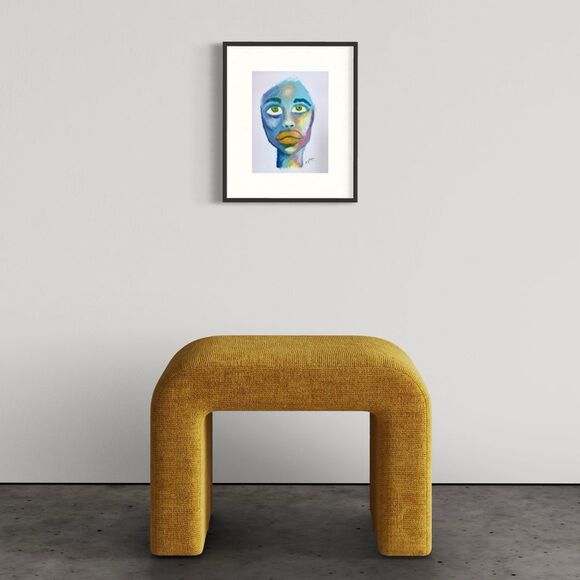Expressive Colorful Abstract Oil Pastel of a Face - Original Artwork - Picture 3 of 9